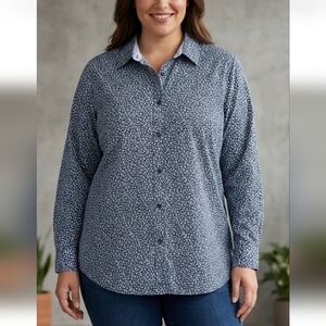 Chaps Chic and Timeless Floral buttons down shirt, Workwear,plus size 2X